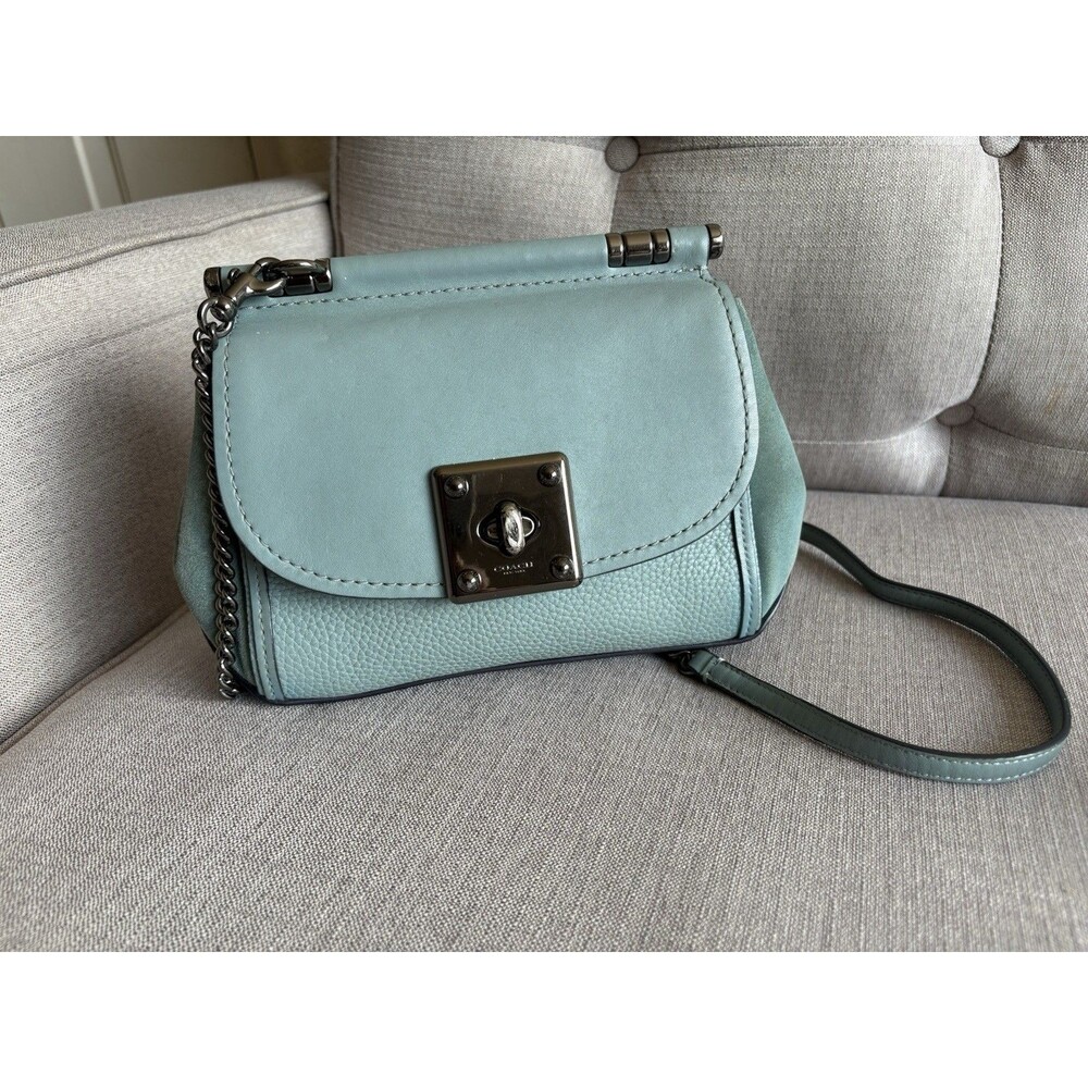 Coach Drifter Crossbody Leather Suede Satchel Hand Bag Teal Style: 59048